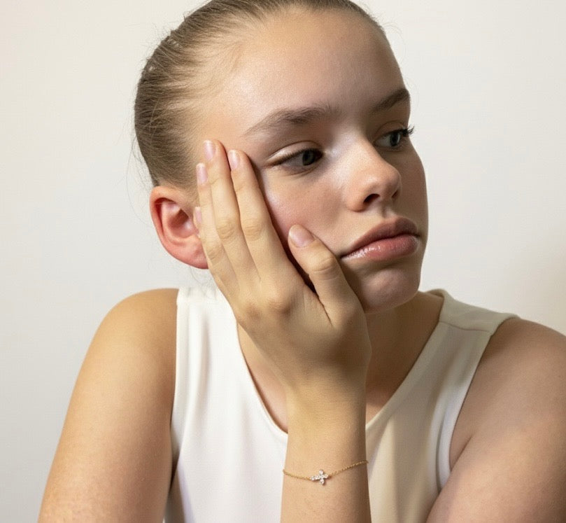 Wear Your Armor Bracelet – 925 Sterling Silver Moissanite Cross Bracelet in Gold Color