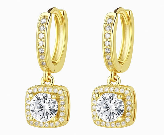 Classic Princess Earrings – 925 Sterling Silver Drop Earrings in Gold