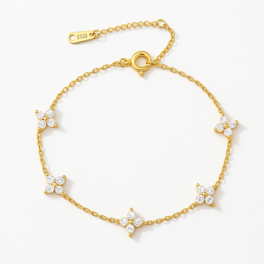 Five Wishes Clover Bracelet - Gold Plated