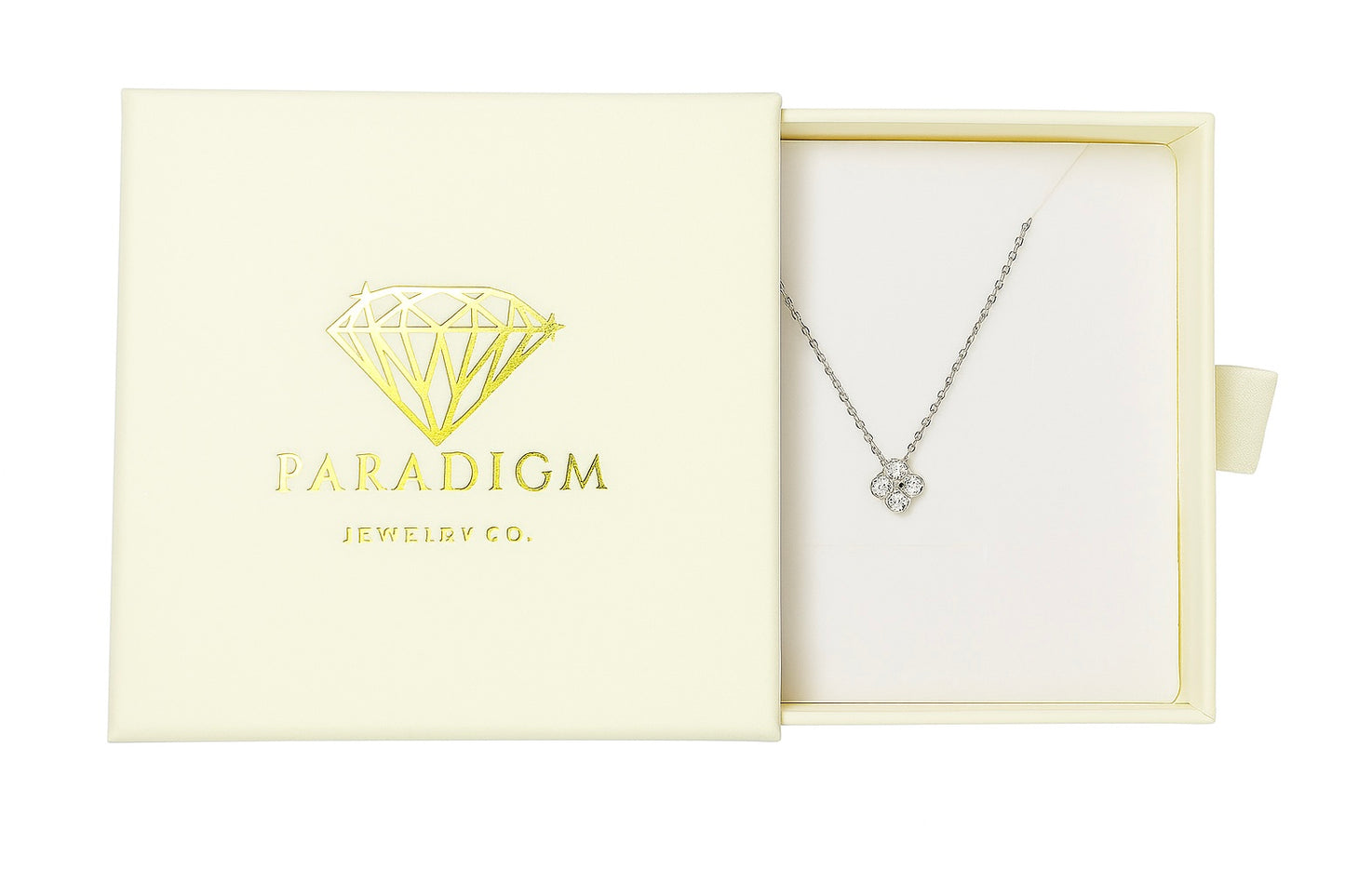 Fleur de Luxe -  0.5CT Moissanite Four-Leaf Clover Necklace - Silver