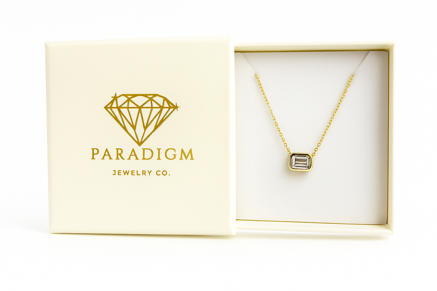 Emerald Grace Necklace – 14K Gold Plated 1CT Moissanite Pendant