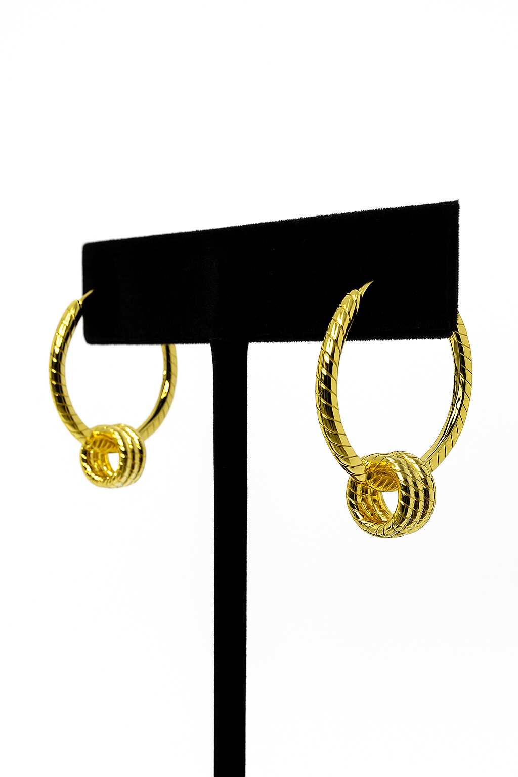 Triple Braided Cord Hoop Earrings – 925 Sterling Silver 14K Yellow Gold Plated