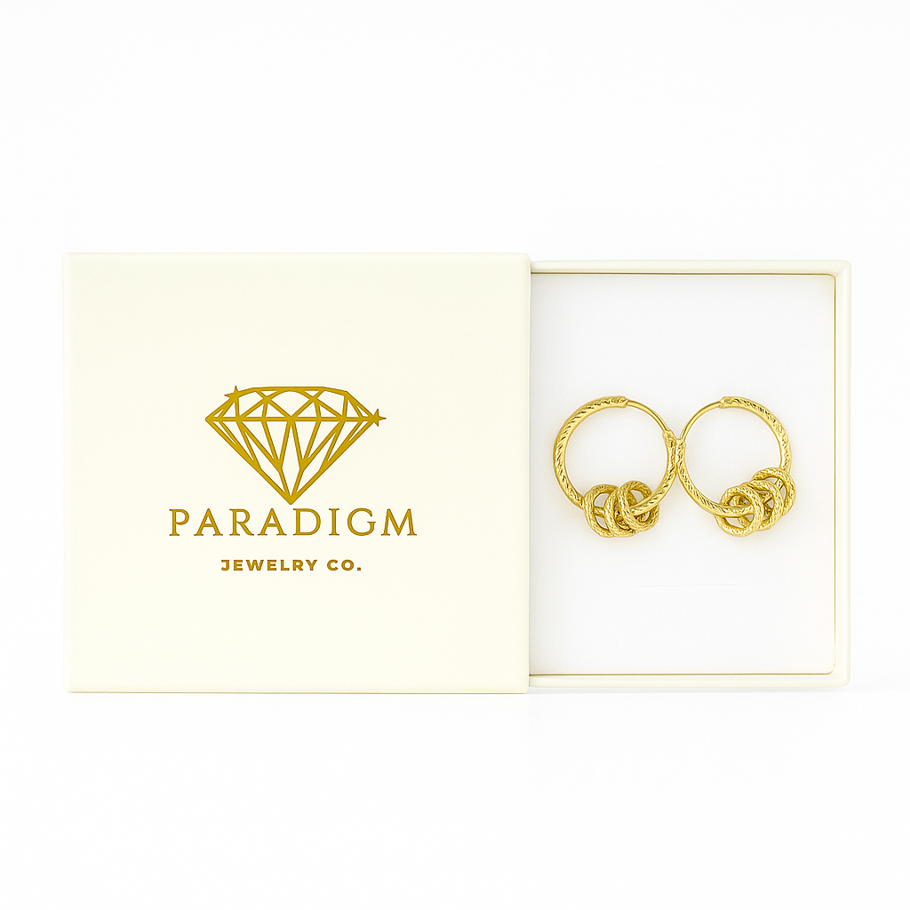 Triple Braided Cord Hoop Earrings – 925 Sterling Silver 14K Yellow Gold Plated