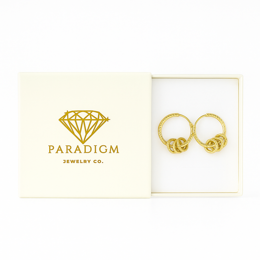 Triple Braided Cord Hoop Earrings – 925 Sterling Silver 14K Yellow Gold Plated