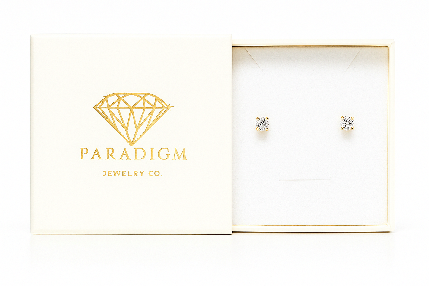 Heir of Light Studs – 925 Sterling Silver 1 CT Moissanite Gold Edition