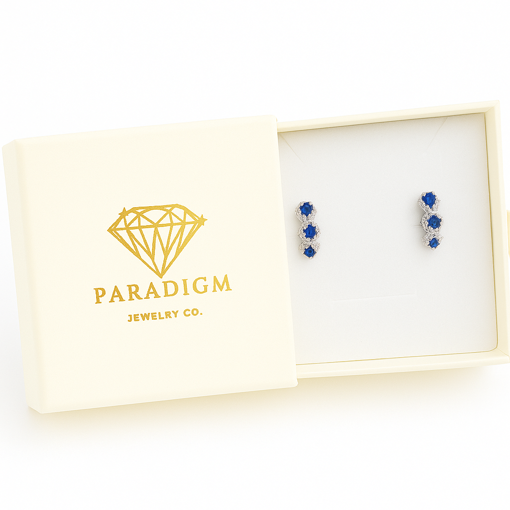 Bejeweled – 925 Sterling Silver Hoop Earrings in Sapphire