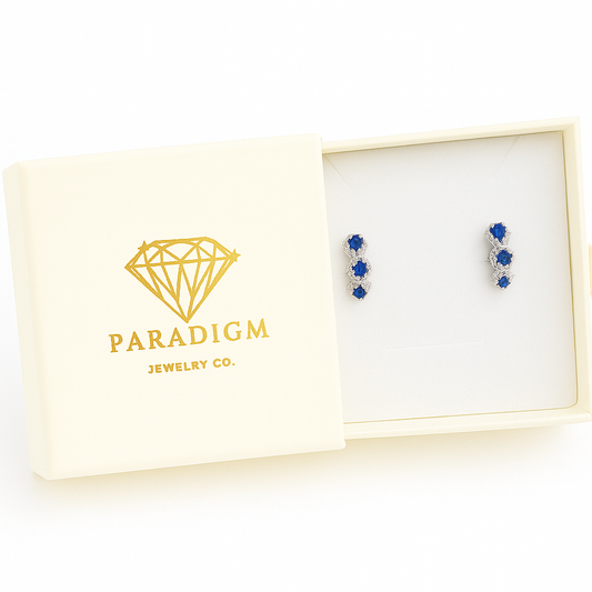 Bejeweled – 925 Sterling Silver Hoop Earrings in Sapphire