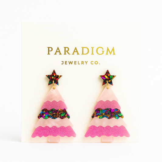 Oh, Pinkmas Tree Earrings