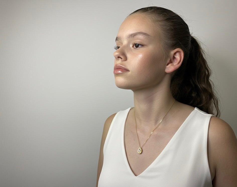 More of You - 1CT Moissanite 925 Sterling Silver Drop Pendant Necklace in Gold