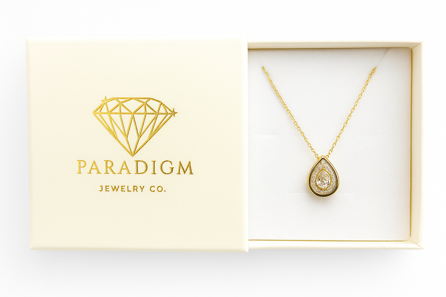 More of You - 1CT Moissanite 925 Sterling Silver Drop Pendant Necklace in Gold