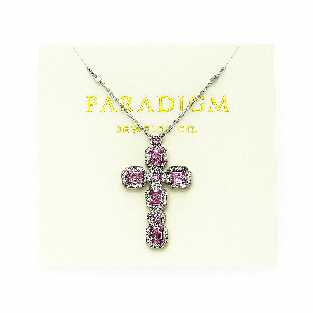 Paradigm Faith Cross Necklace - Pink and Silver