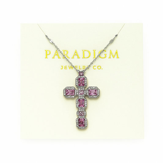 Paradigm Faith Cross Necklace - Pink and Silver