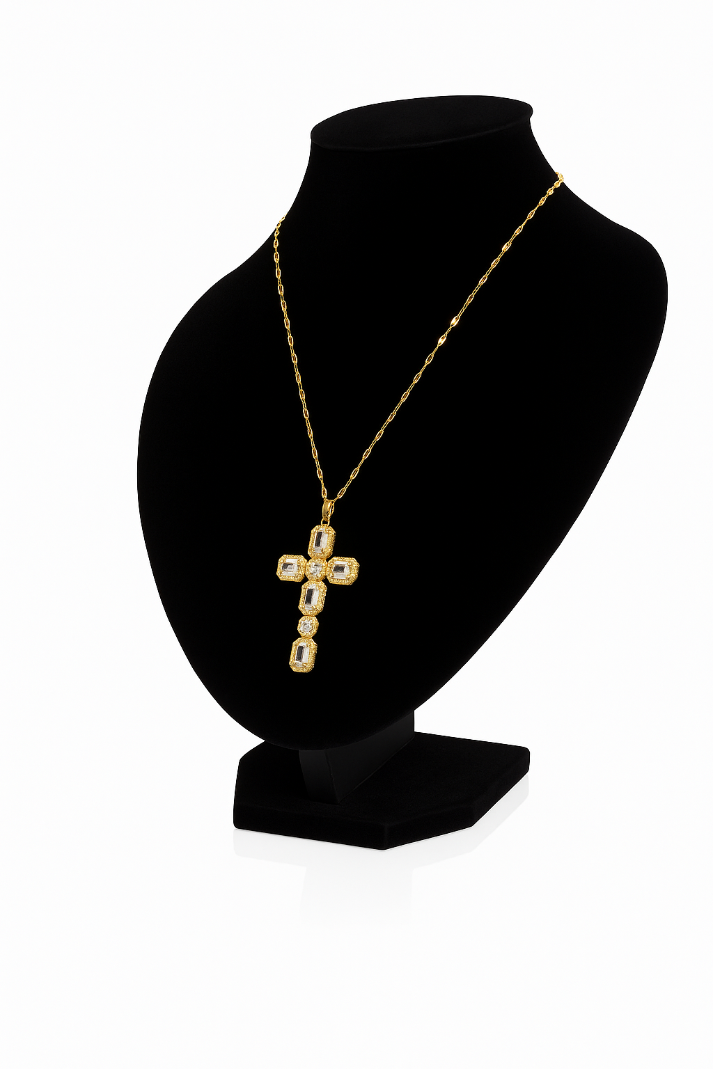 Paradigm Faith Cross Necklace - Clear and Gold