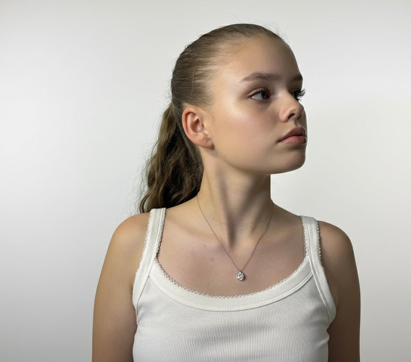 More of You - 1CT Moissanite 925 Sterling Silver Drop Pendant Necklace in Silver